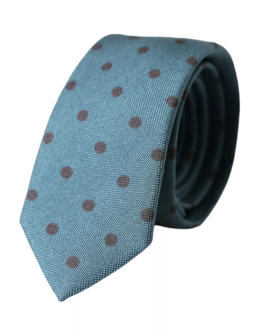 Dolce & Gabbana Green Black Polka Dot Silk Adjustable Men Tie