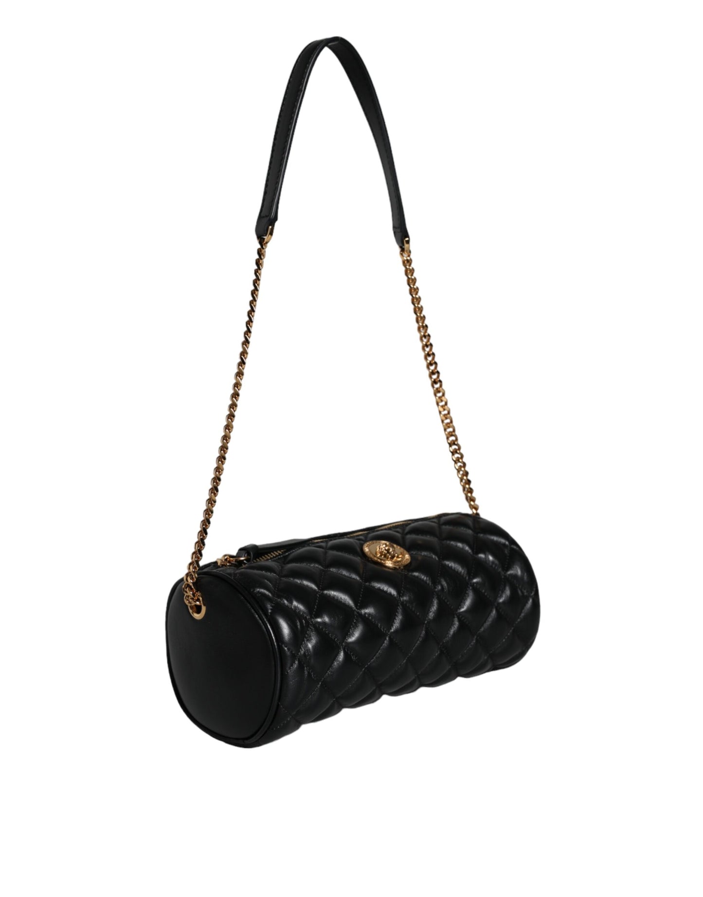 Versace Black Mini Quilted Lambskin Leather Crossbody Sling Bag