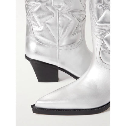 Paris Texas Gray Leather Women Ankle Boot