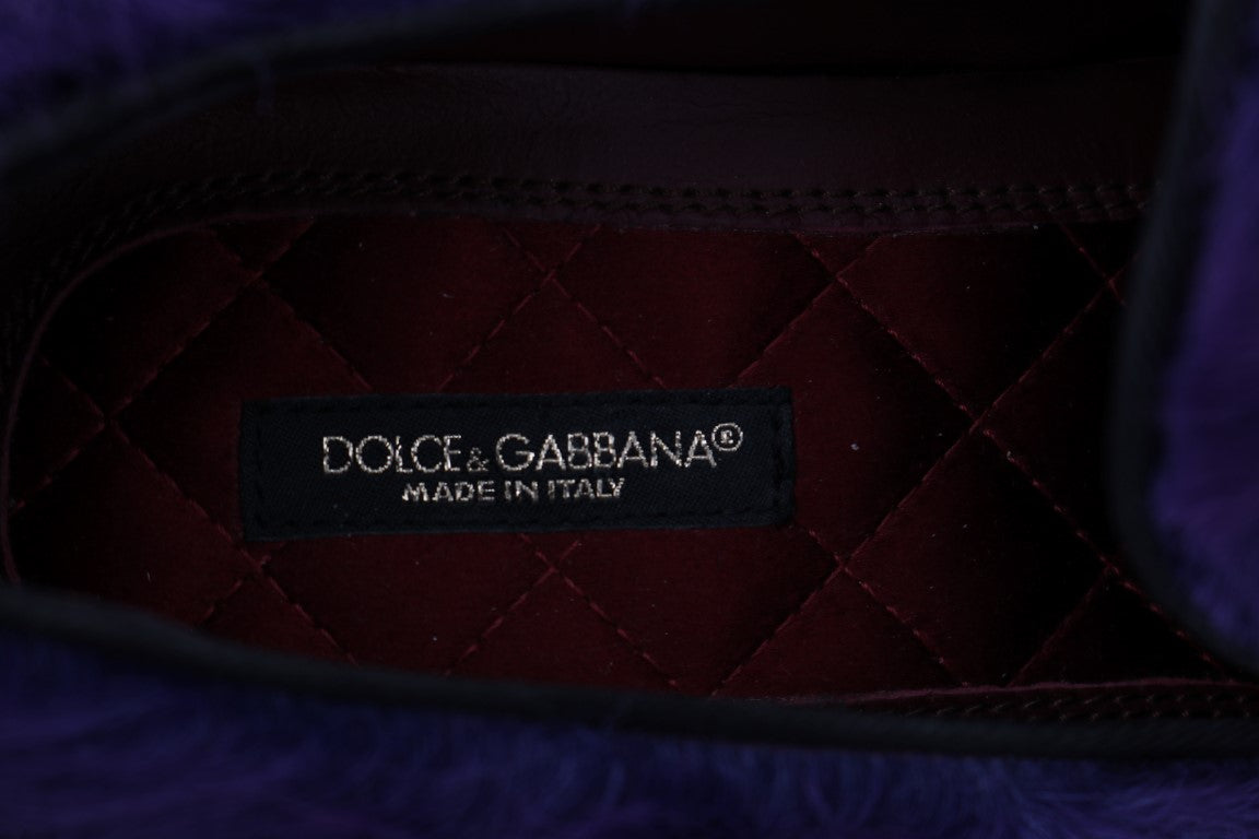 Dolce & Gabbana Plush Purple Sheep Fur Loafers