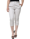 Dolce & Gabbana White Cotton Mid Waist Cropped Skinny Pants