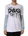 Dolce & Gabbana White Cotton Logo Print Round Neck T-shirt