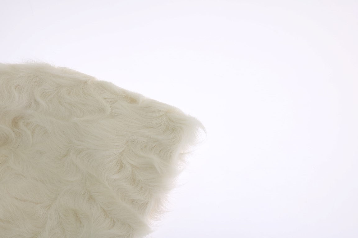 Dolce & Gabbana Elegant White Fur Beanie Luxury Winter Hat