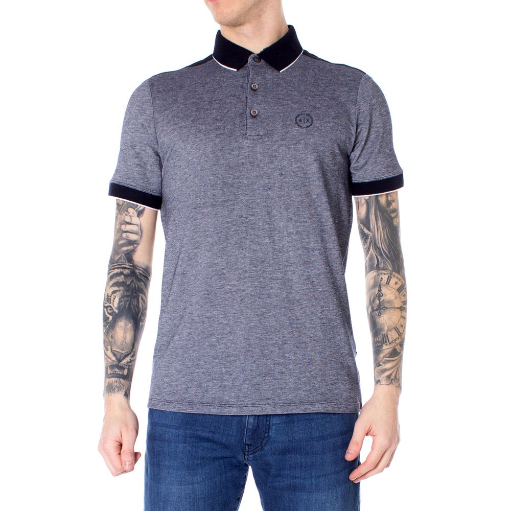 Armani Exchange Blue Cotton Polo Shirt