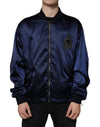 Dolce & Gabbana Blue Crown Heart Full Zip Men Bomber Jacket