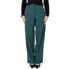 Vila Clothes Green Recycled Polyester Flared Pants