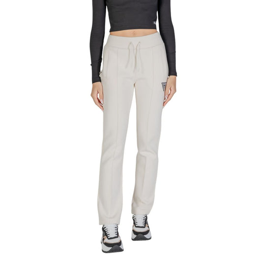 Pantaloni sport Guess Active din bumbac crem
