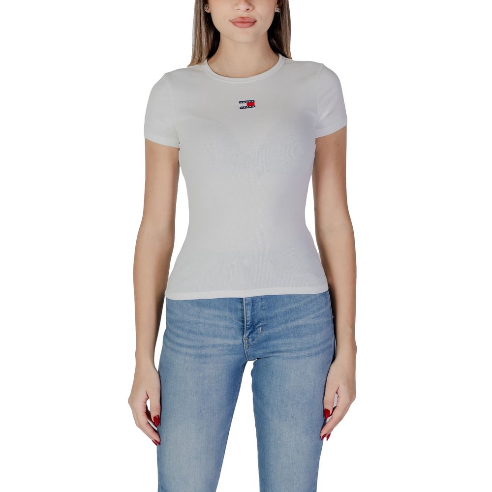 Tommy Hilfiger Jeans Cream Cotton Rigenerato Tops & T-Shirt