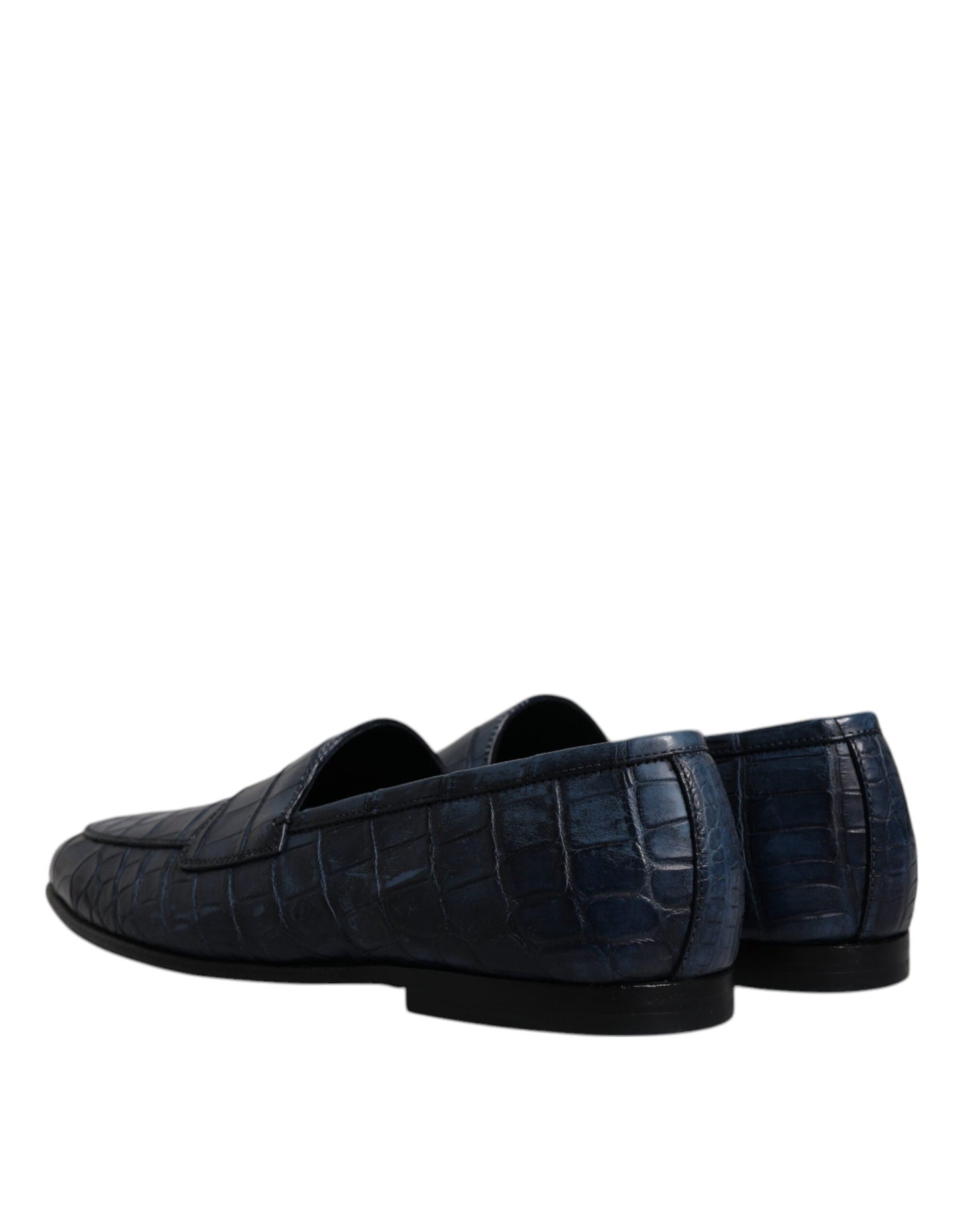 Dolce & Gabbana Blue Exotic Leather Moccasin Slip On Shoes