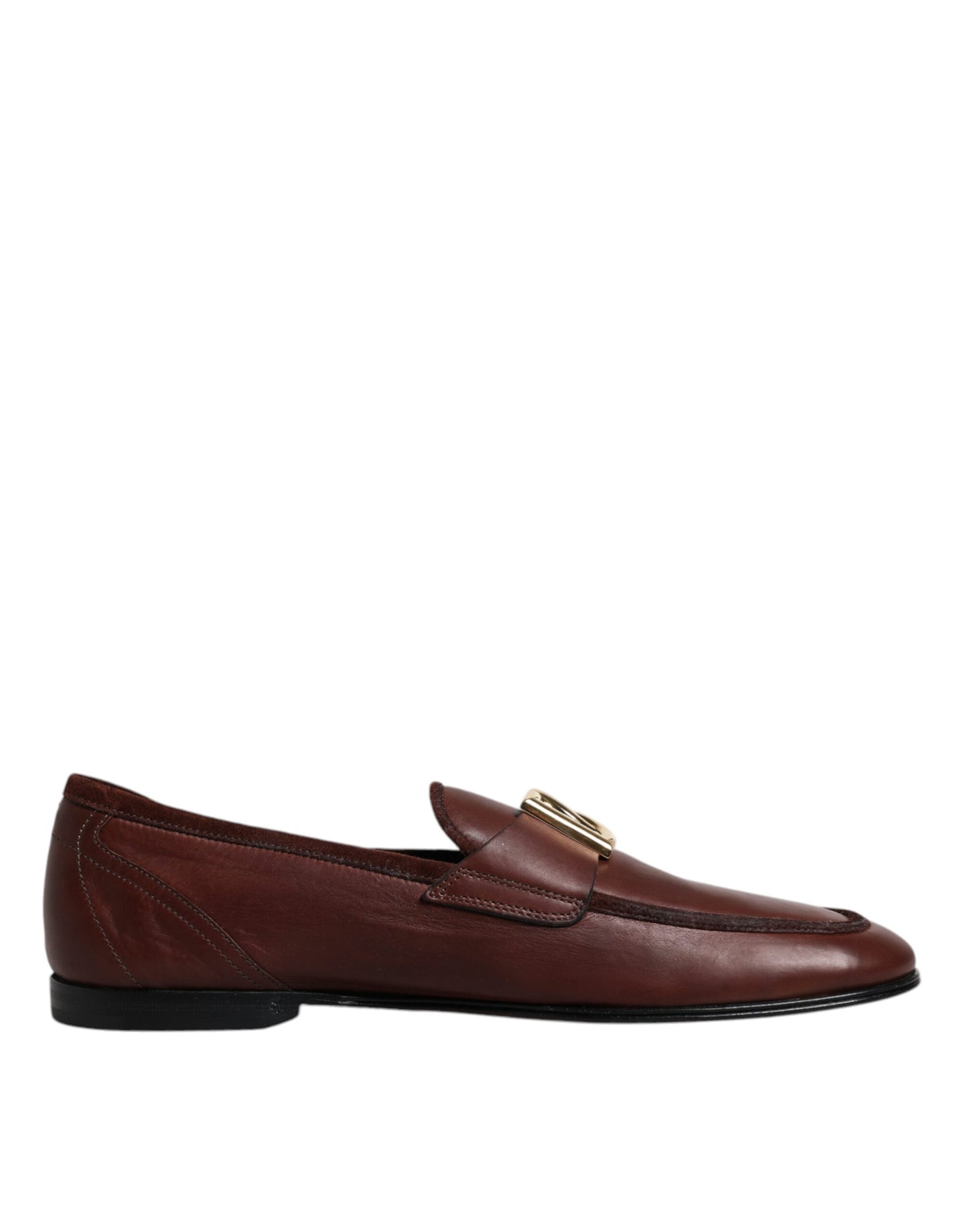 Dolce & Gabbana Brown Leather Logo Slip On Men Loafers Shoes