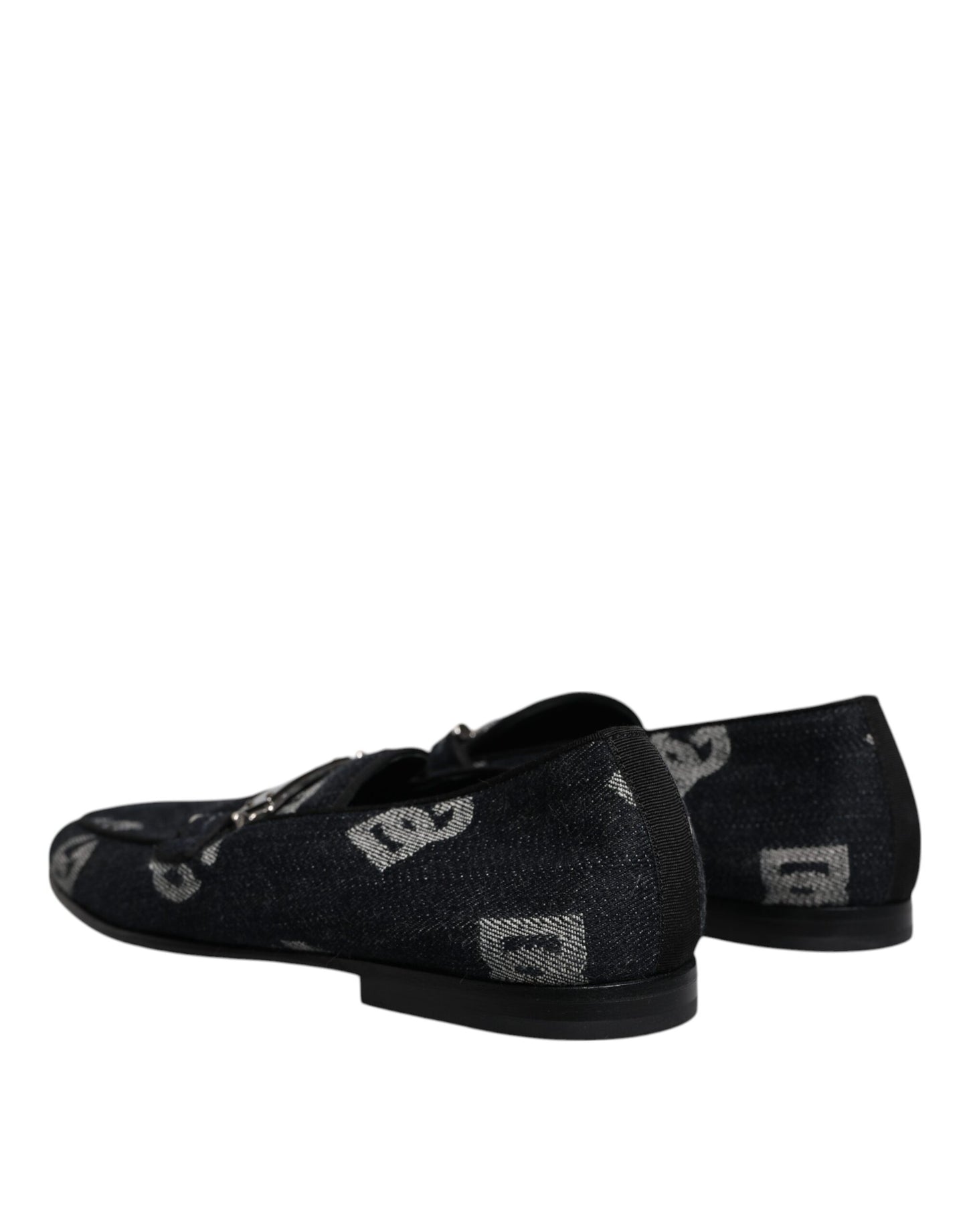 Dolce & Gabbana Black Logo Cotton Loafers Formal Dress Shoes