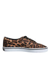 Dolce & Gabbana Brown Leopard Logo Print Cotton Sneakers Shoes