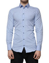 Dolce & Gabbana Light Blue Cotton Slim Fit GOLD Dress Shirt