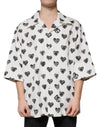 Dolce & Gabbana White Heart Print Short Sleeve Casual Shirt