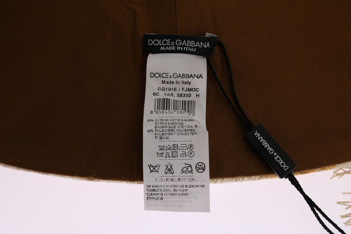 Dolce & Gabbana Elegant Beige Gold Jacquard Stole Scarf