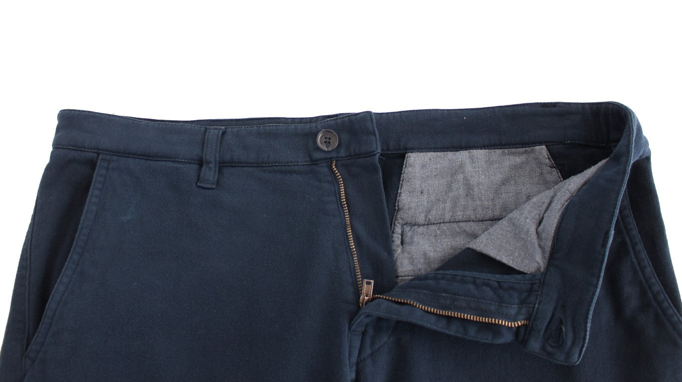 GF Ferre Elegant Blue Cotton Stretch Chinos