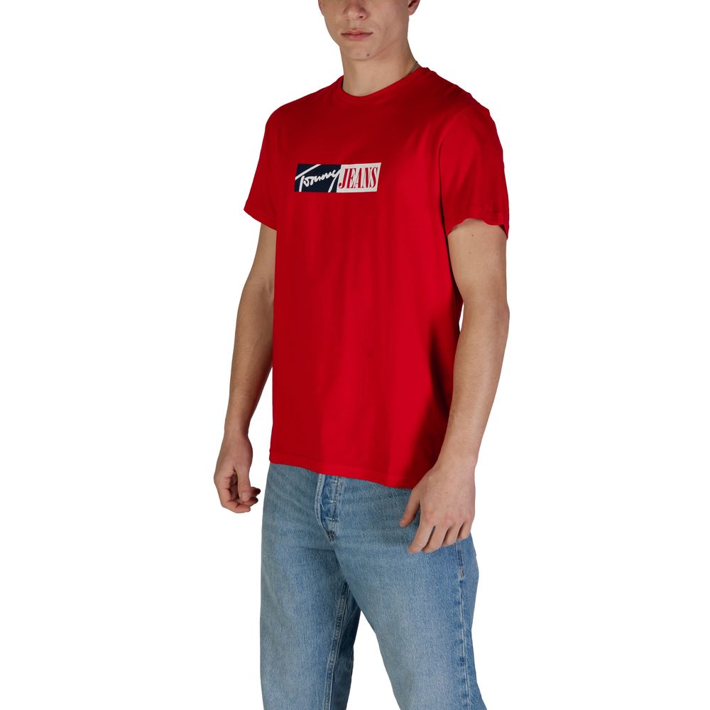 Tommy Hilfiger Jeans Red Cotton Rigenerato T-Shirt