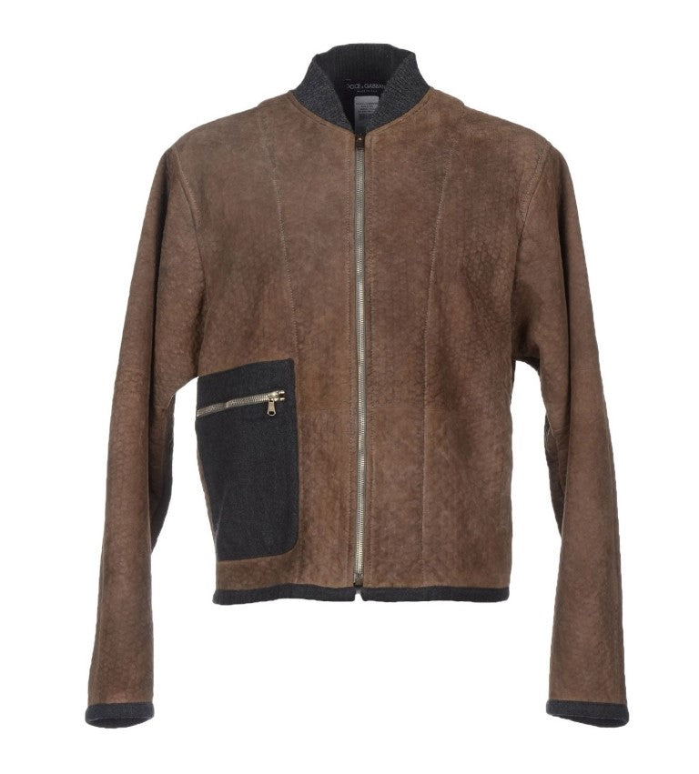 Dolce & Gabbana Elegant Leather & Wool Blend Jacket