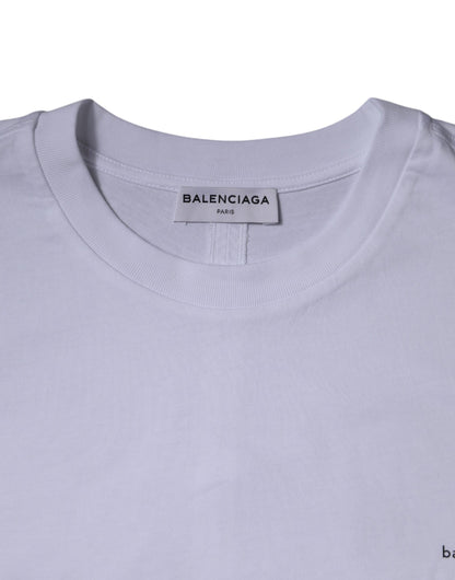 Balenciaga White Logo Cotton Crew Neck Short Sleeves T-shirt