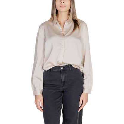 Vila Clothes Gold Polyester Shirt
