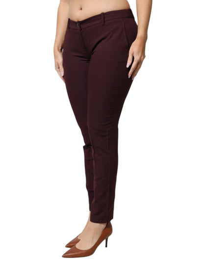 Aniye By Maroon Mid Waist Tapered Skinny Dress Pants
