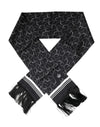 Dolce & Gabbana Black Patterned Skinny Fringes Shawl Scarf