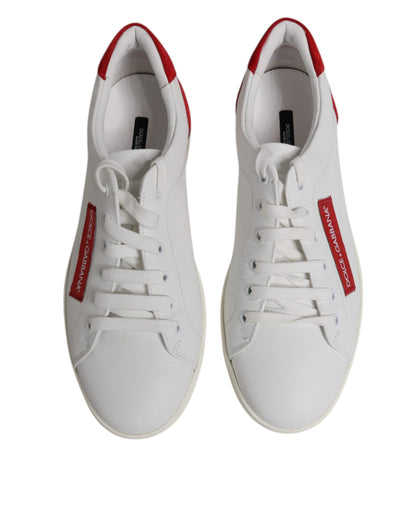 Dolce & Gabbana White Suede Leather Low Top Sneakers Shoes