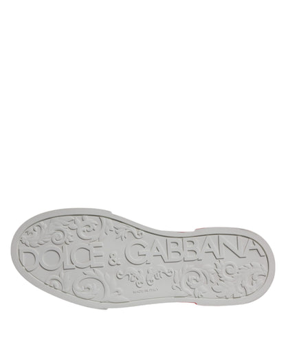 Dolce & Gabbana White Red Leather Logo Low Top Sneakers Shoes