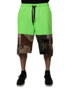 Dolce & Gabbana Green Patchwork Cargo Bermuda Shorts