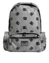 Dolce & Gabbana Polyester Gray Black DG Logo Plaque Backpack Bag
