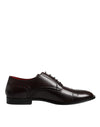 Dolce & Gabbana Maroon Calfskin Leather Derby Men Dress Shoes