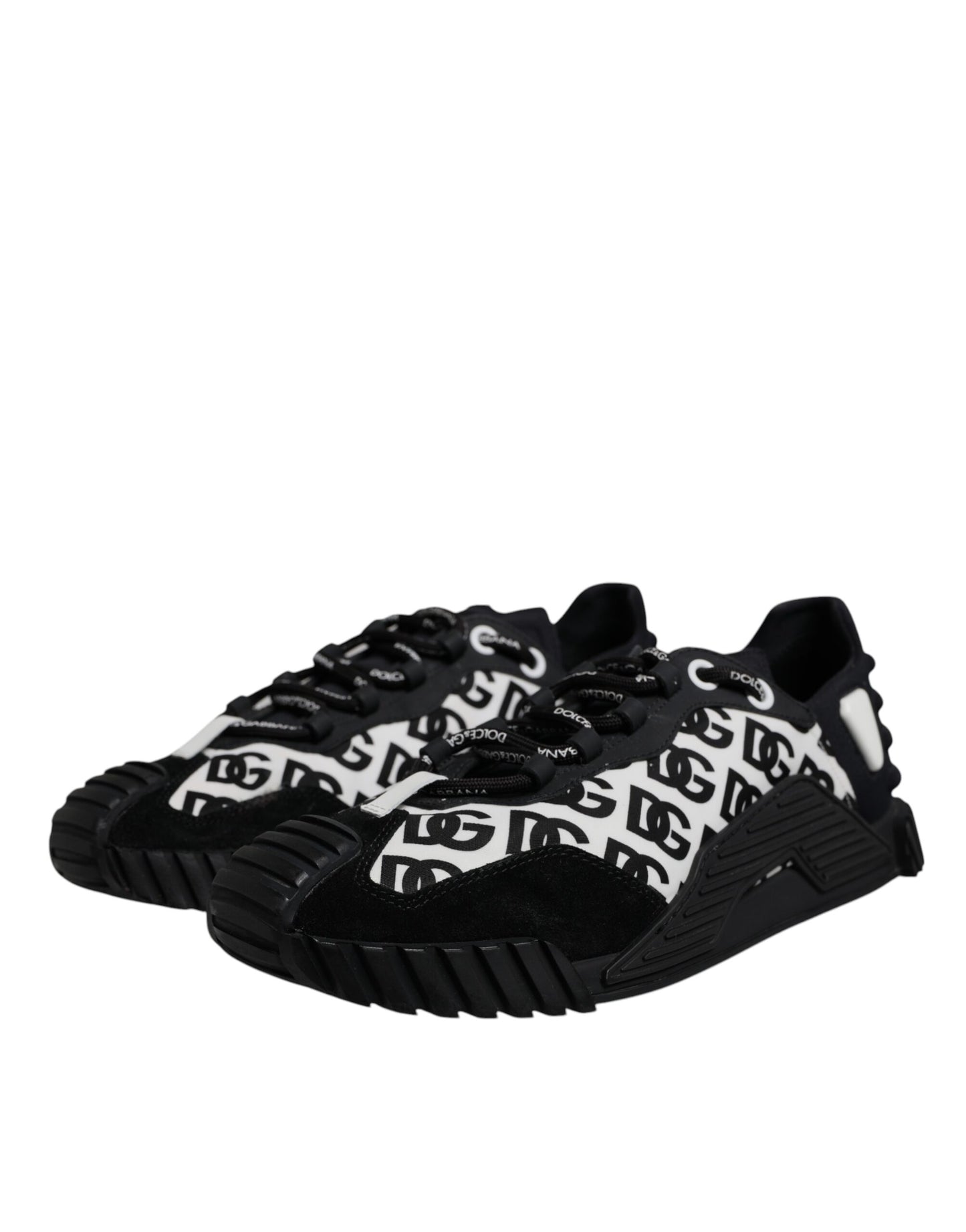 Dolce & Gabbana Black Logo Lace Up Low Top NS1 Sneakers Shoes