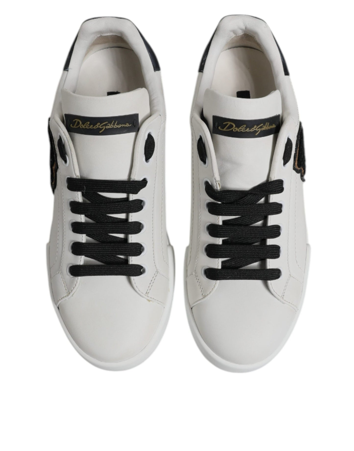 Dolce & Gabbana White Leather DG Logo Low Top Sneakers Shoes