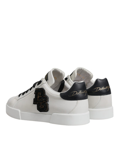 Dolce & Gabbana White Leather DG Logo Low Top Sneakers Shoes