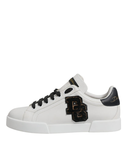 Dolce & Gabbana White Leather DG Logo Low Top Sneakers Shoes