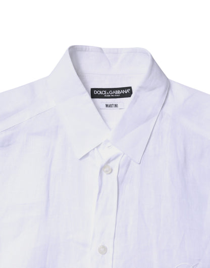 Dolce & Gabbana White Linen Martini Dress Formal Shirt
