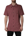 Dolce & Gabbana Dark Pink Button Down Casual Polo Men Shirt