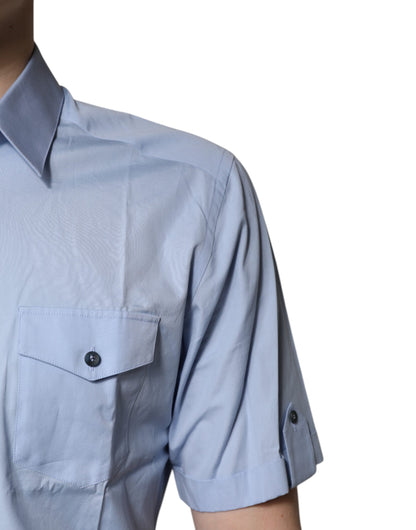 Dolce & Gabbana Blue Cotton Button Down Casual Polo Shirt