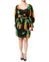 Dolce & Gabbana Black Silk Pineapple Draped Print Wrap Dress