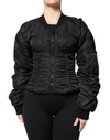 Dolce & Gabbana Black Nylon Full Zip Bustier Corset Jacket
