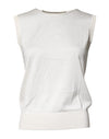 Dolce & Gabbana Cream Sleeveless Silk Round Neck Tank Top