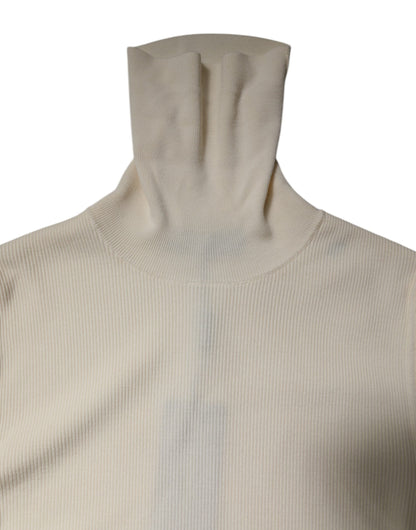 Dolce & Gabbana Cream Long Sleeves Turtleneck Slim Sweater