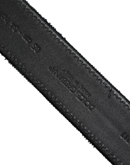 Dolce & Gabbana Black Cotton Silver Tone Metal Buckle Belt