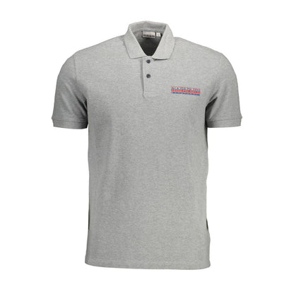 Napapijri Gray Cotton Men Polo Shirt