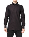 Dolce & Gabbana Maroon Jacquard Cotton GOLD Men Dress Shirt