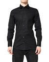 Dolce & Gabbana Black GOLD Cotton Long Sleeves Dress Shirt