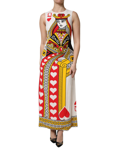 Dolce & Gabbana White Queen Of Hearts Sleeveless Maxi Dress