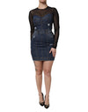 Dolce & Gabbana Black Blue Long Sleeves Denim Mini Dress