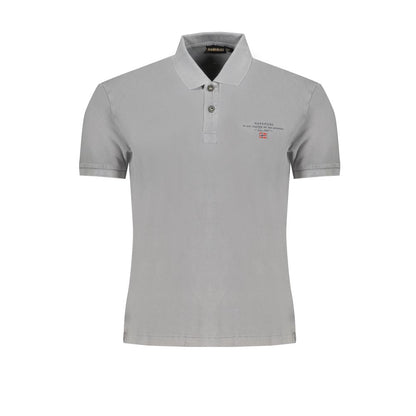 Napapijri Gray Cotton Men Polo Shirt