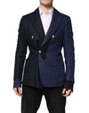 Dolce & Gabbana Navy Blue Double Breasted Suit Coat Blazer